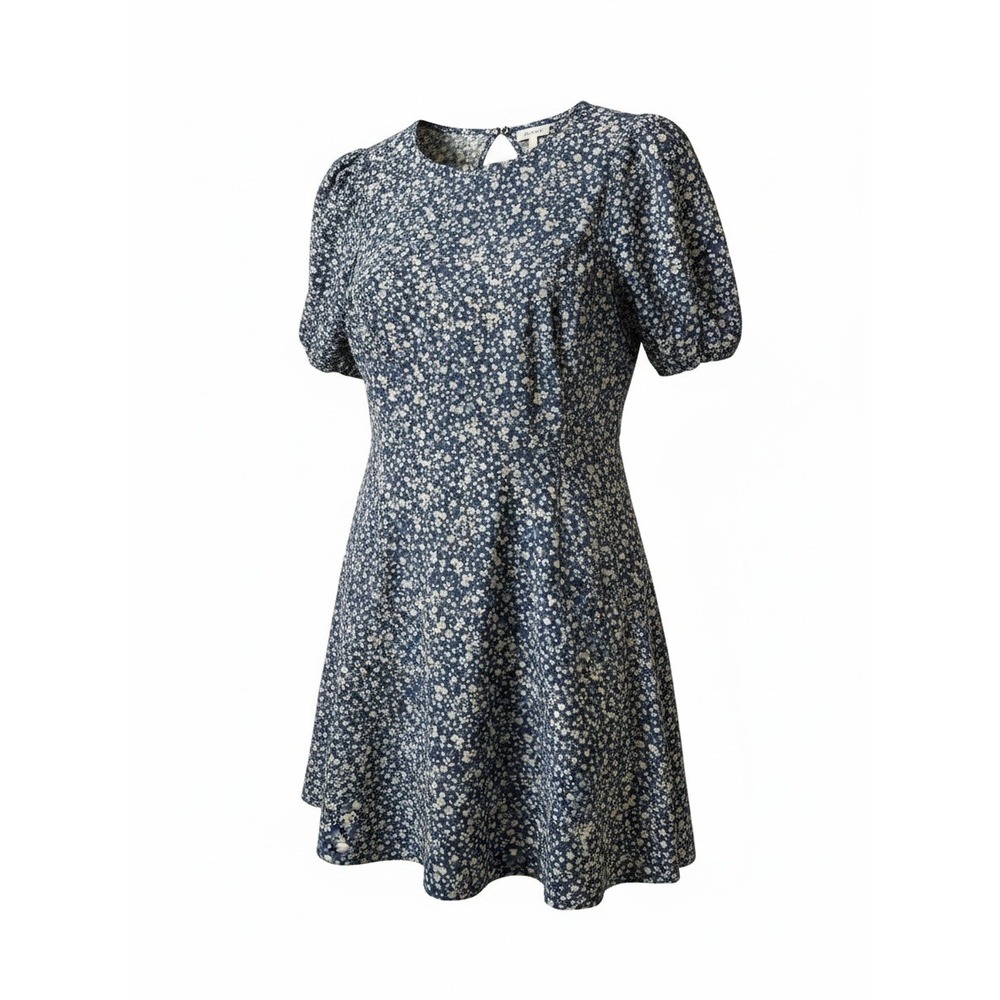 Old Navy Mini Dress Womens XL Blue Excellent Floral Puff Sleeve Smocked Back